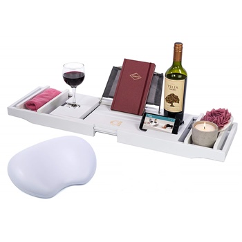 Adorn Home Essentials Bamboo Bathtub Caddy Wine Holder