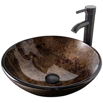 ELECWISH Bathroom Vessel Sink with Faucet Mounting Ring