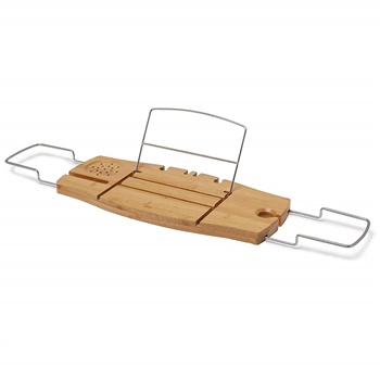 Umbra Aquala Bamboo and Chrome Extendable Bathtub Tray Caddy